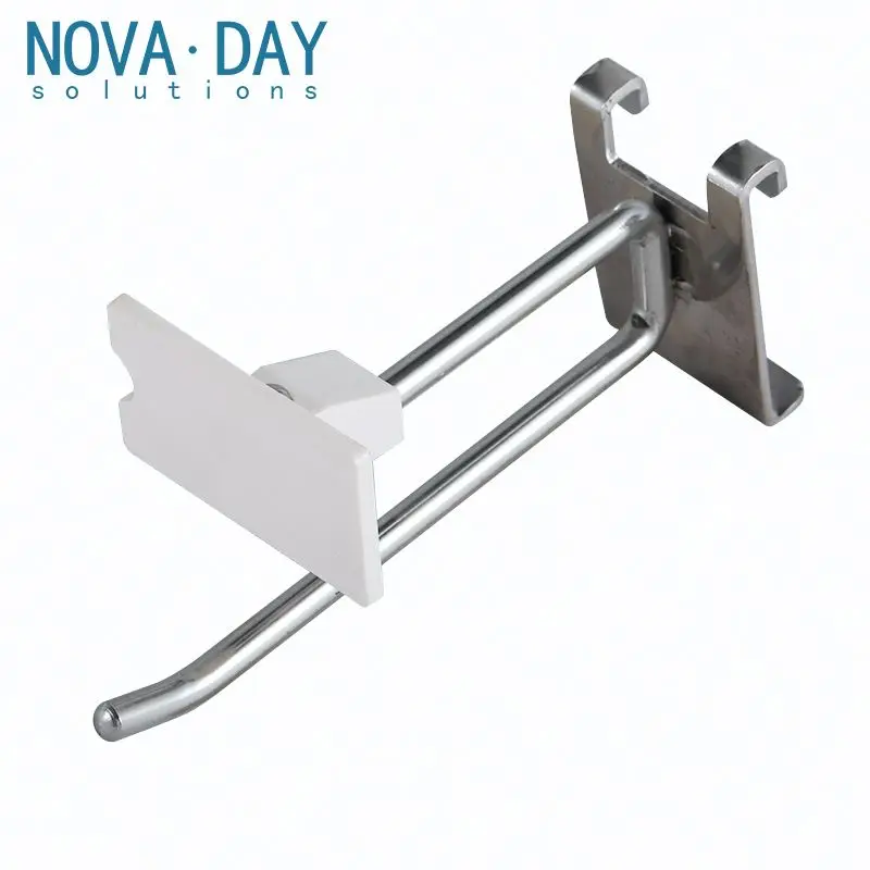 Novaday Customized Popular Slatwall Metal Hooks Double Wire Price Tag Pegboard Display Products Slatwall Hooks