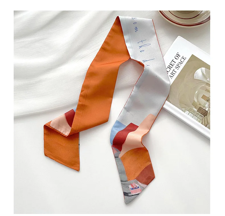 Polk Dot Printing Orange Green Purple Yellow Blue Candy Color Narrow Small Silk Stain Twill Long Hair Ribbon Wrist Head Scarves