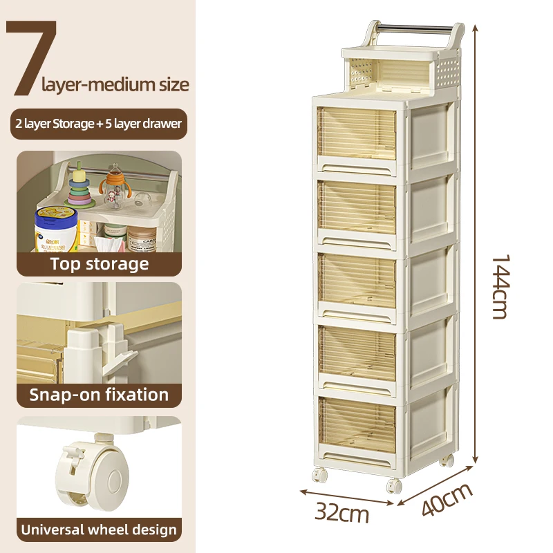Rmier foldable storage boxes&bins trolley with multi-layer drawers that can be pulled out. Square storage box for sundries.