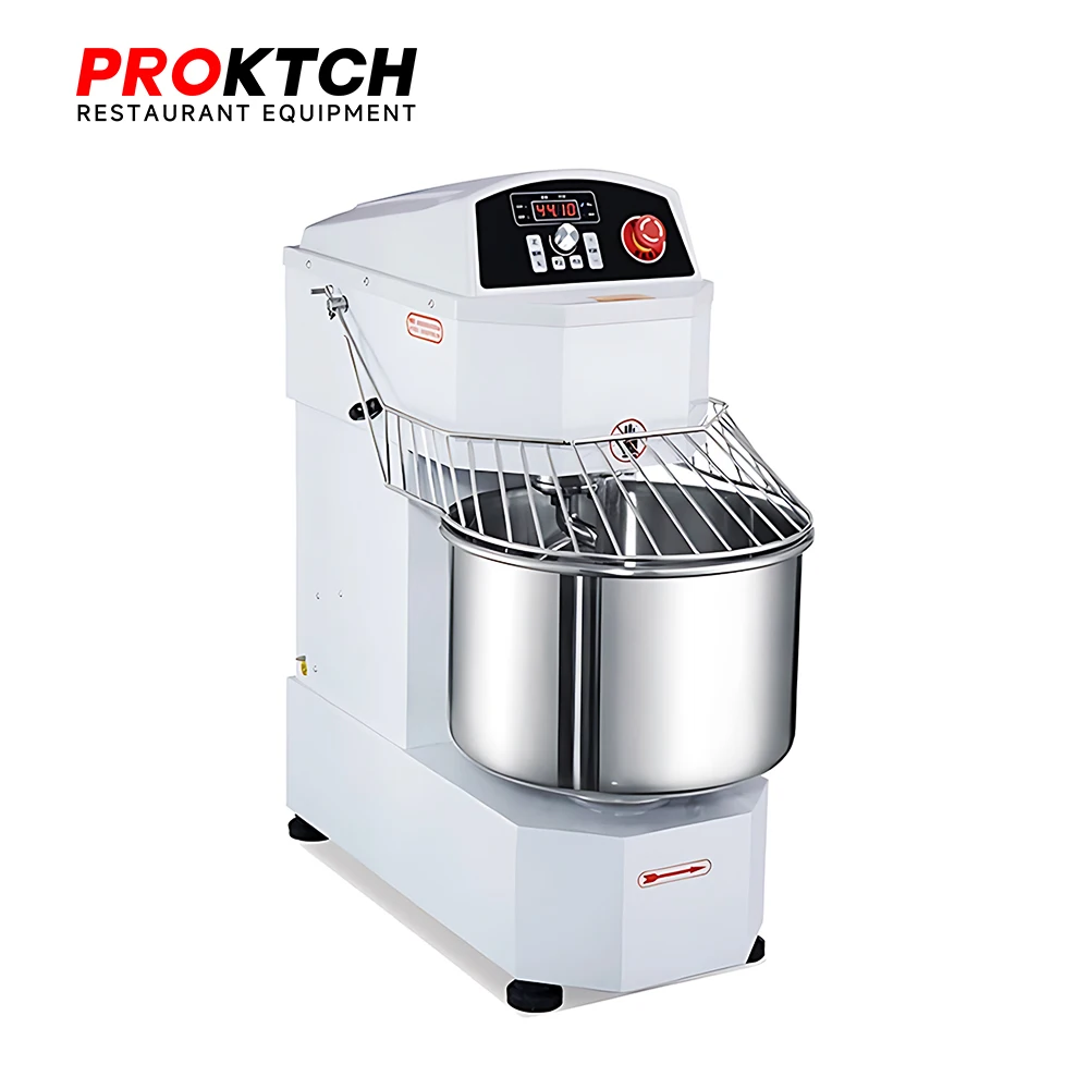 20L Variable Frequency Spiral Dough Mixer New Speed Adjustable 8kg Flour Kneader for Mill Made From Wheat Raw Material