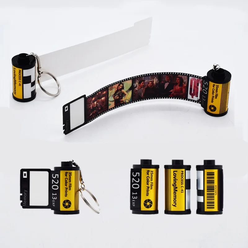 Blank Loving Memory Film Keychain 30 Photos Sublimation Memory Keychains Blanks PET Camera Roll Gift Anniversary gifts