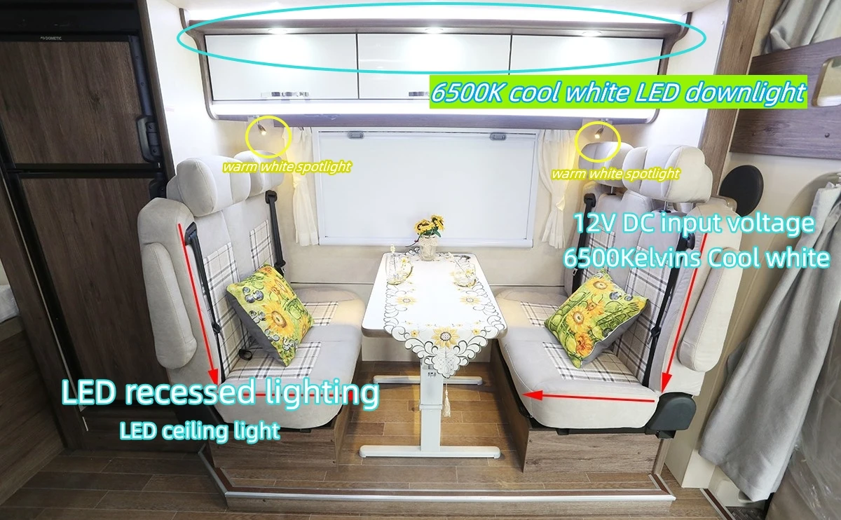 LED Ceiling light LED panel light DC 12V 8W 7inch Warm white 6500k 2700k LED Downlight low voltage 12volt for RV Camper