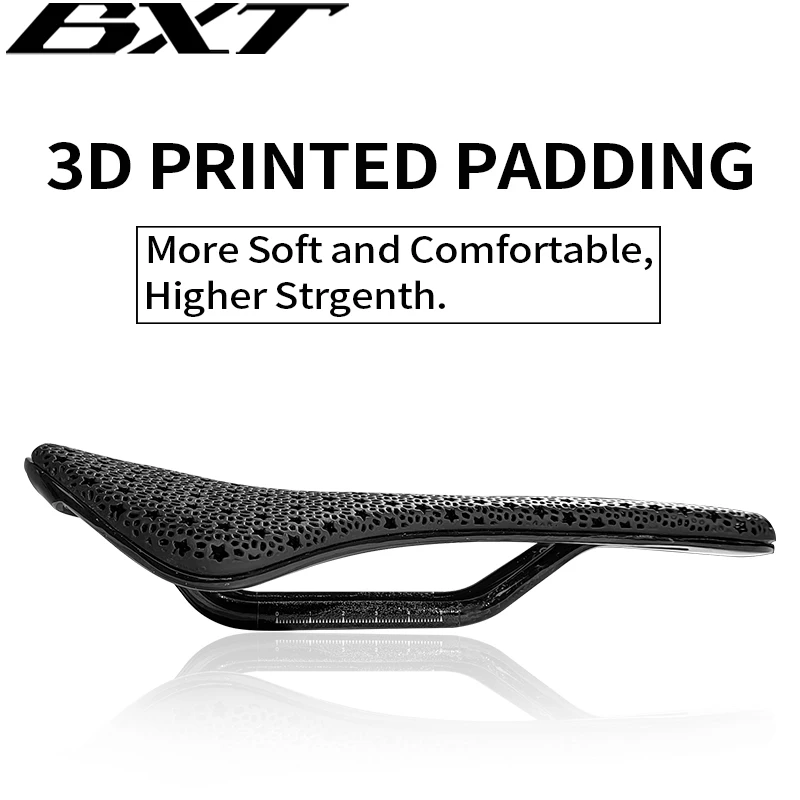 BXT Bicycle Saddle Carbon Fiber Seat 3D Printing Cycling Saddle Ultralight Breathable Mountain Road Bike Soft Cushion Saddle