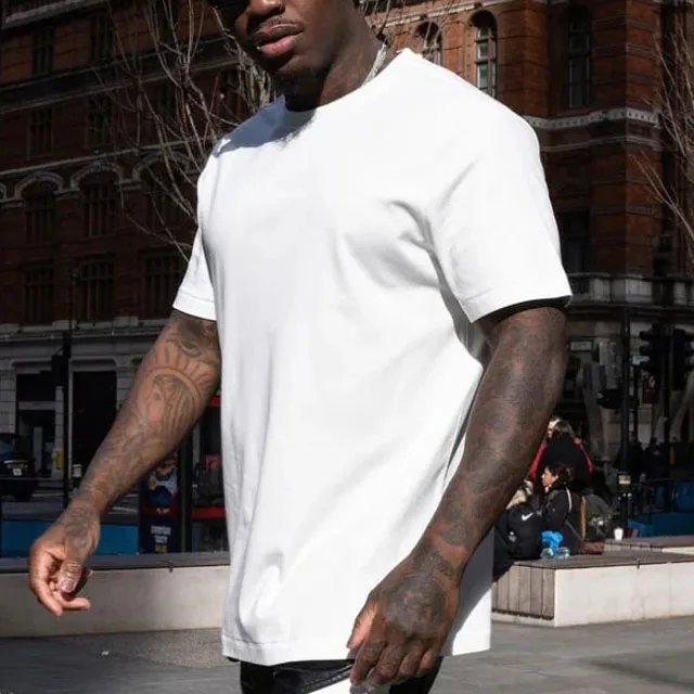 White Basic Crewneck Short Sleeve Cotton Polyester Water Repellent Tops T Shirts Tee for Men Women