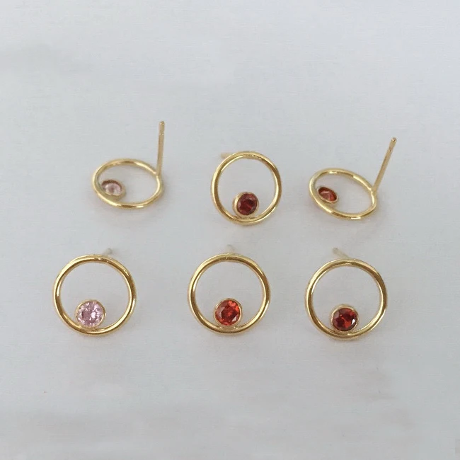 Excellent Quality Gold Earring Jewelry 14K Gold Filled AAA Zircon Birthstone Stud Earrings for Women