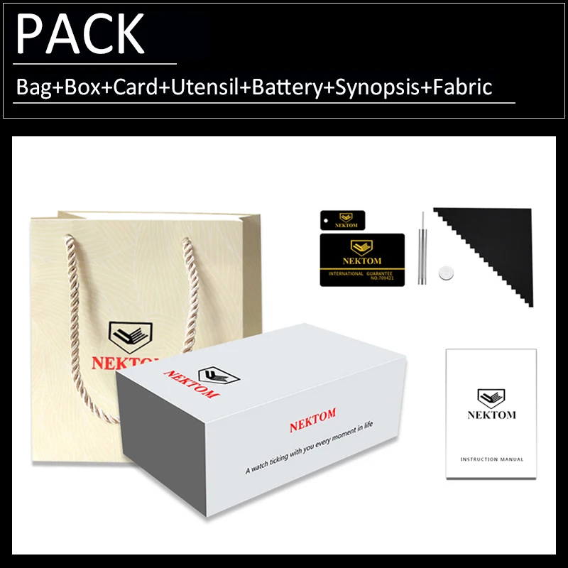  Мужские часы NEKTOM бизнес из нержавеющей стали Роскошные Кварцевые с двойным временем логотипом на заказ