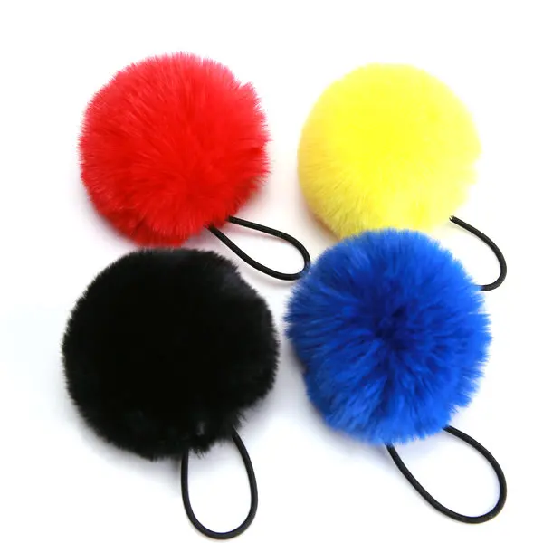 Fluffy Fur Shoe Ball Wholesale High Quality 7cm Fluffy Real Faux Fur Black Pompom