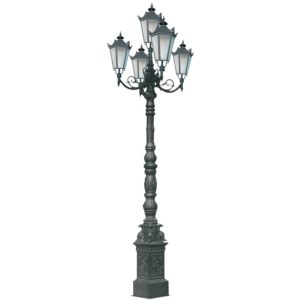 European retro garden lamp aluminum+built-in iron rod IP65 waterproof glass lampshade street lamp