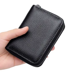 custom logo printed mens womens ladies short leather smart multicard  card holder rfid zipper wallet