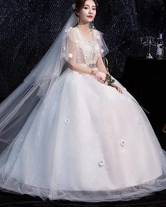 New high waist  large size straps photo studio fat bride flower wedding dress pregnant women bridal gown  Vest