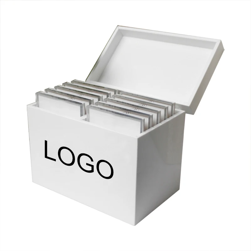 15 Tiles White Acrylic Lash Storage Box With Black Veins