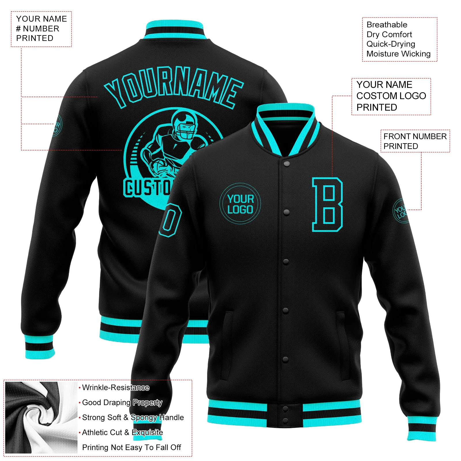 Custom USA Flag Varsity Jacket Baseball Letterman Button Women Trench Male Coat