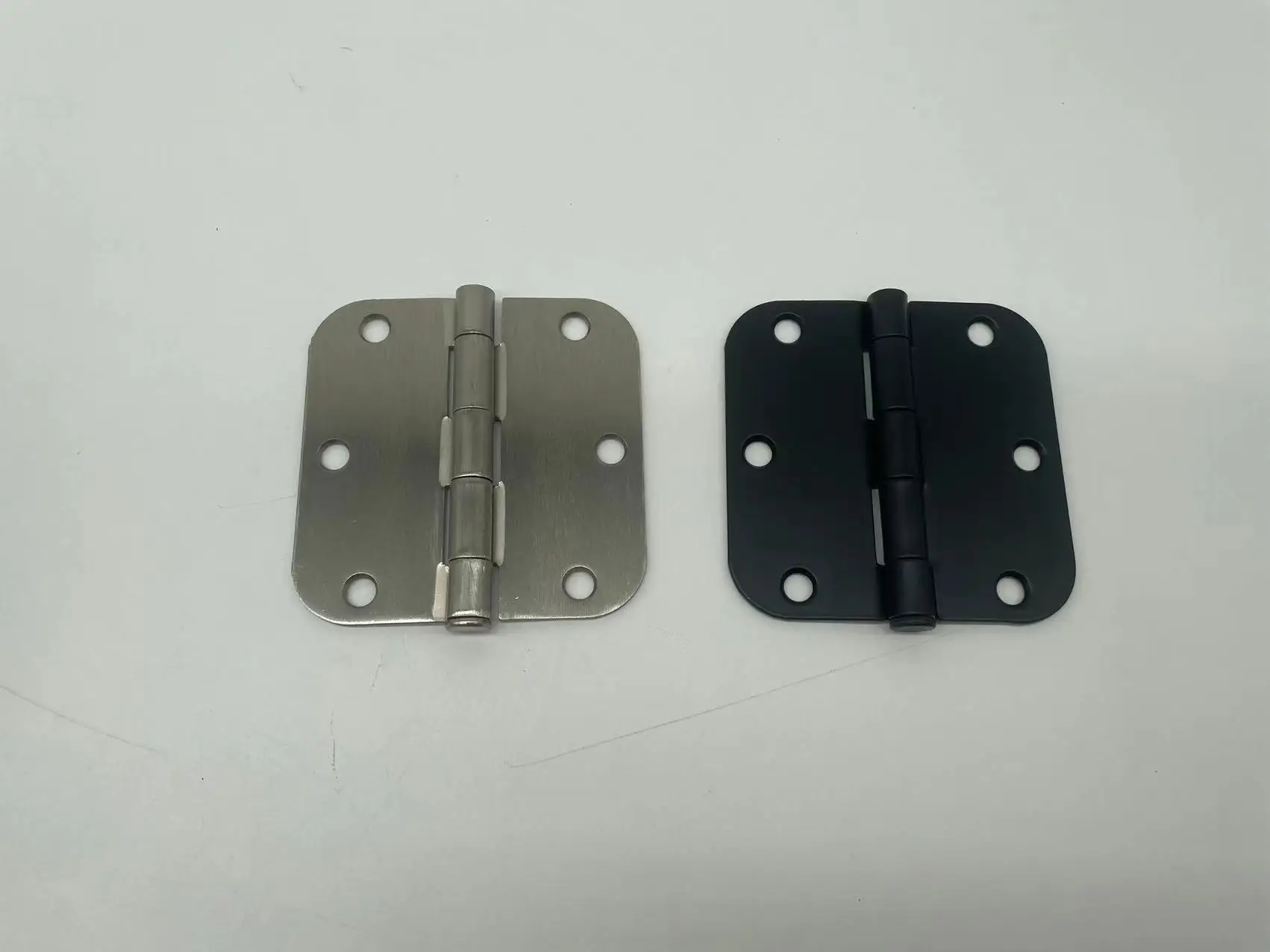 Door Hinges Satin Nickel 3.5 x 3.5 Inch Interior Door Hinges Brushed Nickel Rounded  Radius Corners Iron Bifold Silver