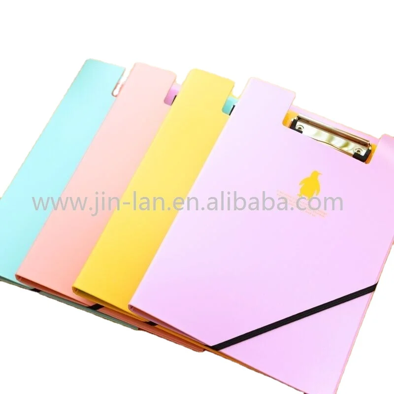 Customized School Supplies A4 Size Paper Board File Folder With Metal Clip