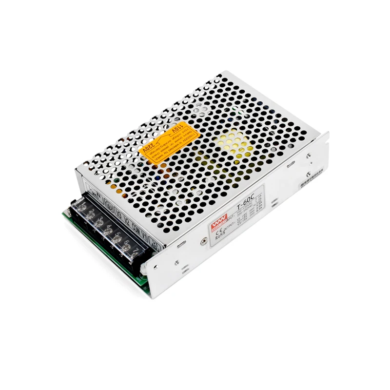 T-60D 5V 12V 24V 60W Strip Switching Power Supply with Fan AC220V to DC12V Power Adapter for LED Monitoring Equipment