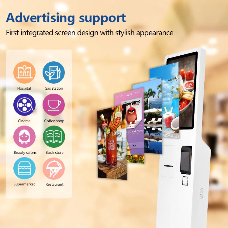 21.5 Inch Touch Screen Self-Service cashless payment kiosk For Restaurant Order System