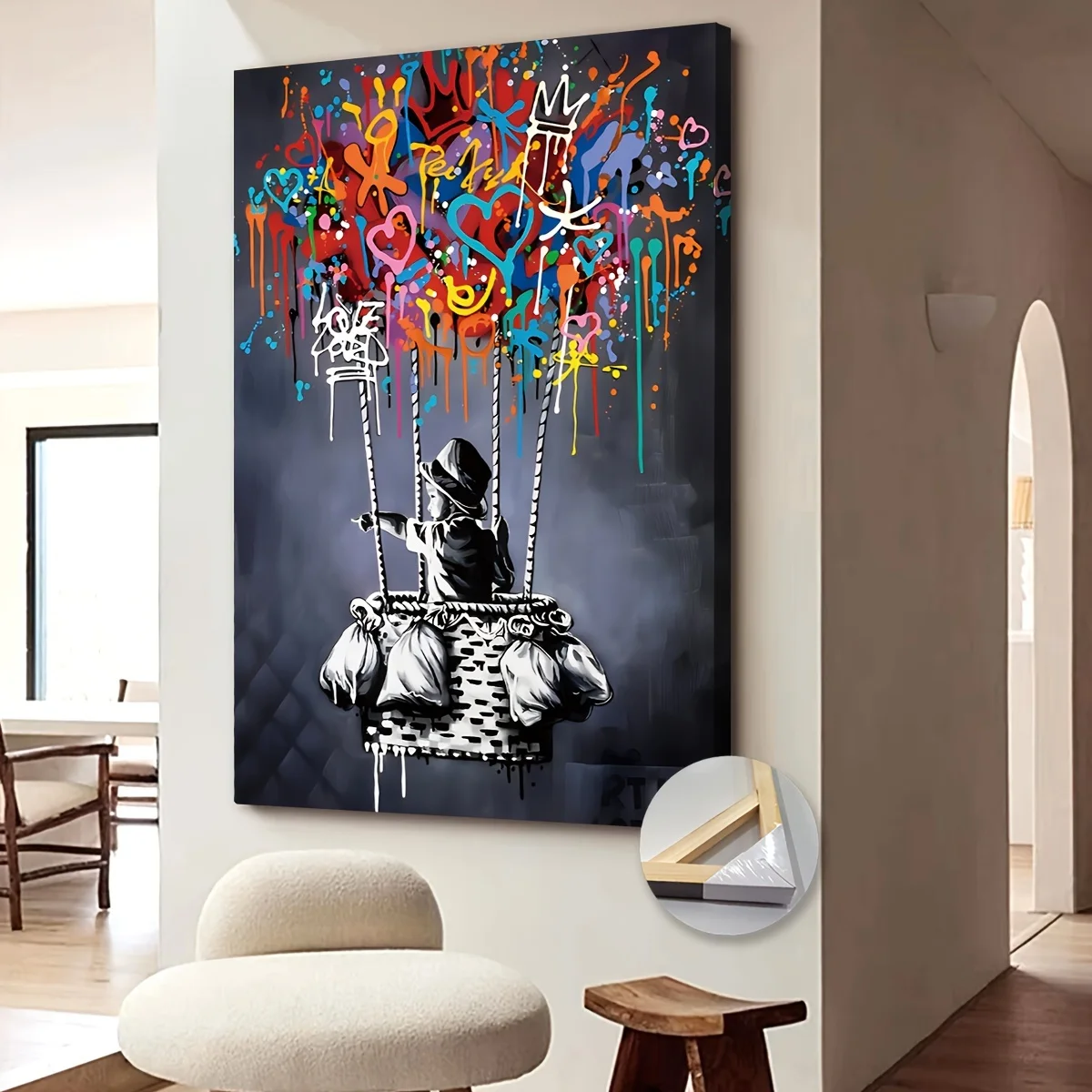 SQ Banksy Balloon Canvas Wall Art Large Size Street Graffiti Modern Pop Interior Using Decoration for Home