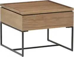 Rivet Axel Lift-Up Wood Metal Side Table, Walnut