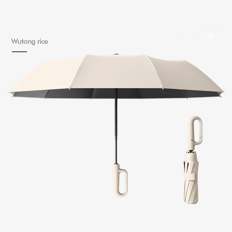 Custom Logo High Quality Sun Protection And UV Protection Ring Buckle Rain Or Shine Umbrella Full Automatic