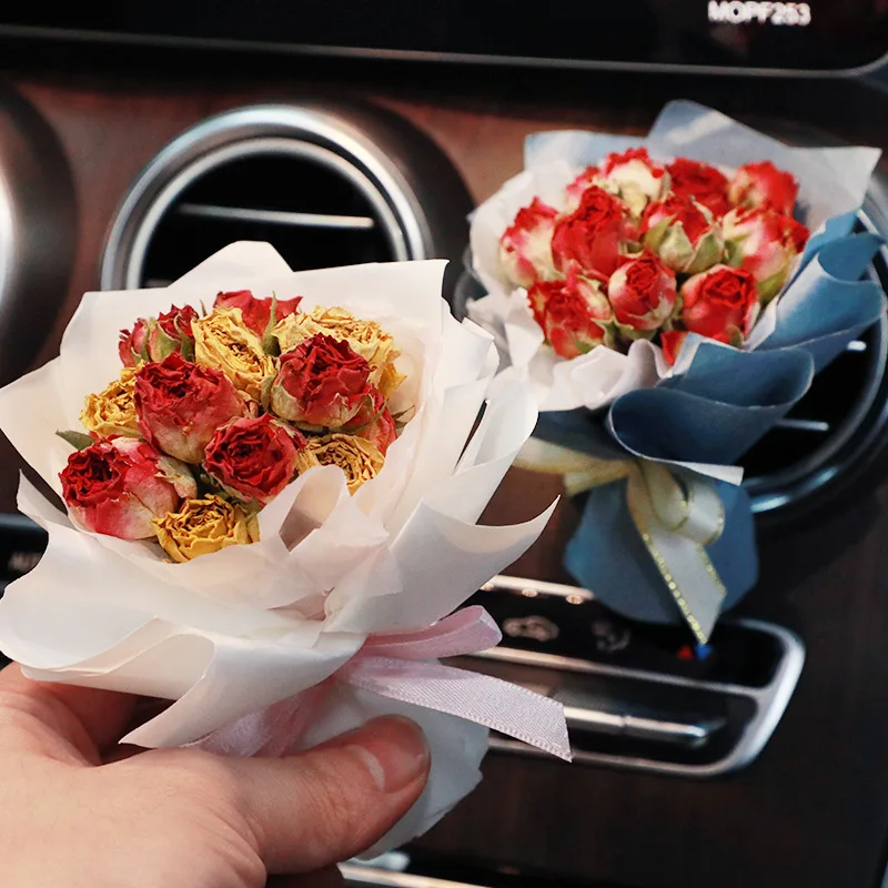 Customized Mini Bouquet Car Perfume Air Conditioning Outlet Vent Fragrance Dried Flower Car Air Freshener