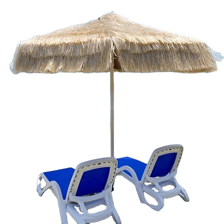 High Quality Outdoor Parasol Raffia Thatch Beach parasol Thatch Roof Straw parasol