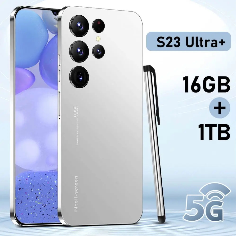 Лидер продаж, S23 + Ультра оригинальный 16 ГБ + 512 ГБ 48MP + 100MP разблокировка отпечатков пальцев 7300 мАч Android 12,0 сотовый телефон смартфон мобильный телефон