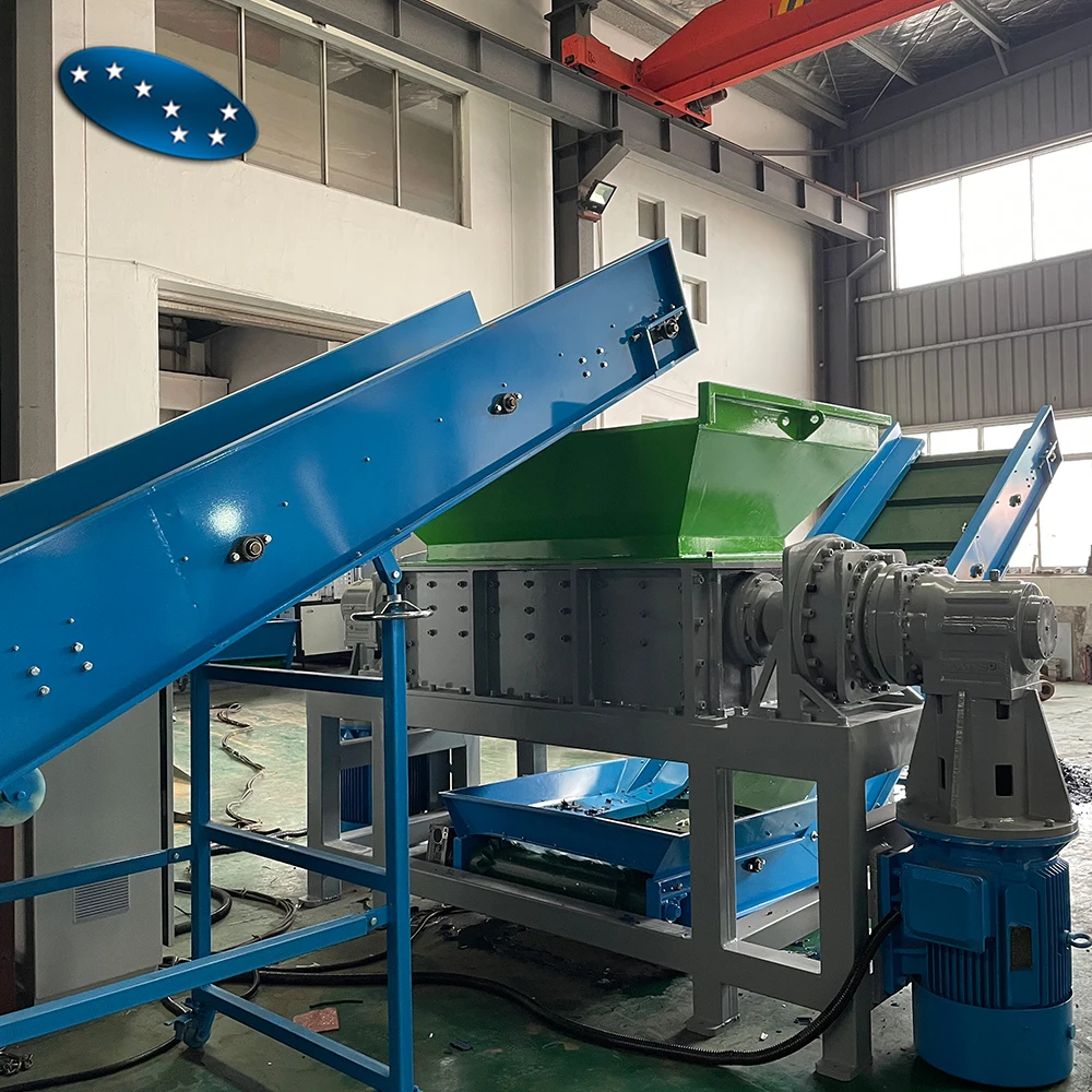 Big blue bucket shredder machine / blue drums shredding double shaft shredder machine