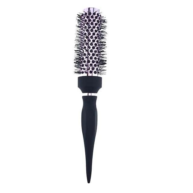 Professional hair styling tool ionic ceramic round anti-static nylon bristle hair brush