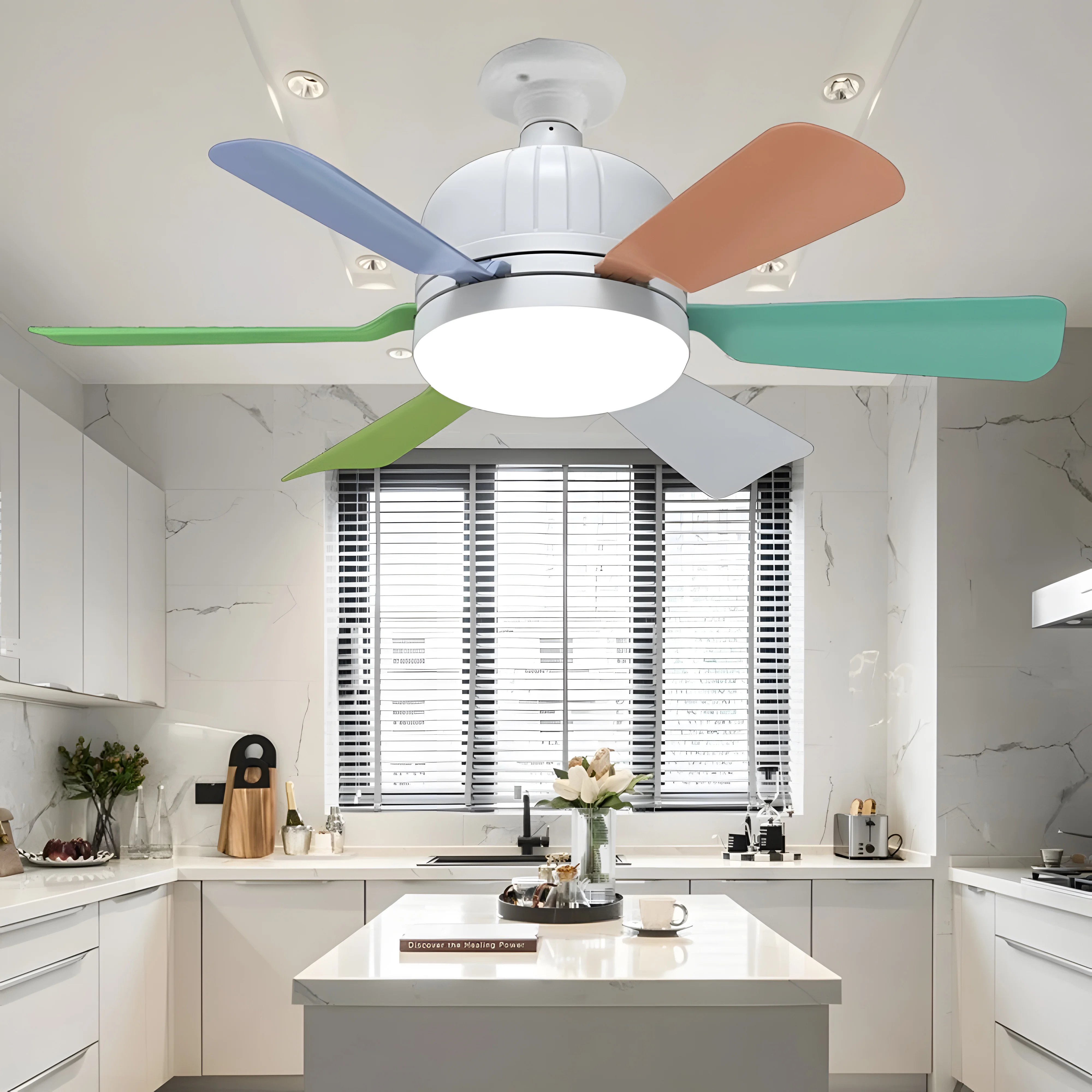 With Remote Control E27 LED Fan Lamp E27 Base Wireless Ceiling Fan Light Intelligent Silent Electric Fan Ceiling Lamp Office