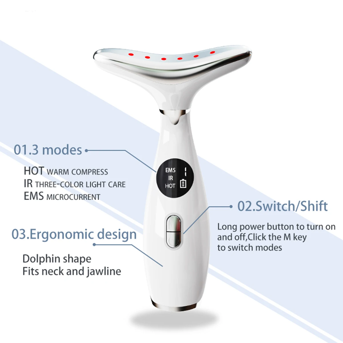 Best Selling Product 9 Gears 3 Beauty Lights  Neck Beauty Massager Face Beauty Device Skin Care Tools With Home