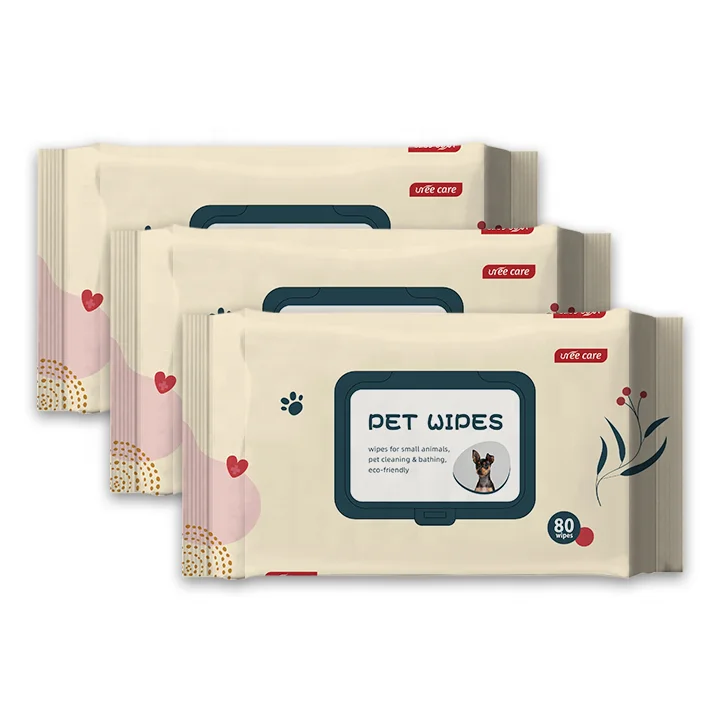 High quality OEM pet wipes for cleaning and bathing Eco-friendly disposable alcohol free pet grooming wipes for small animals