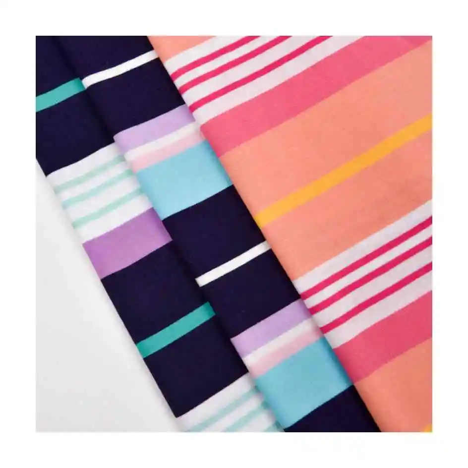 100% Cotton 165GSM Soft Spandex Yarn Dyed Knitted Single Jersey Fabric for T-Shirt