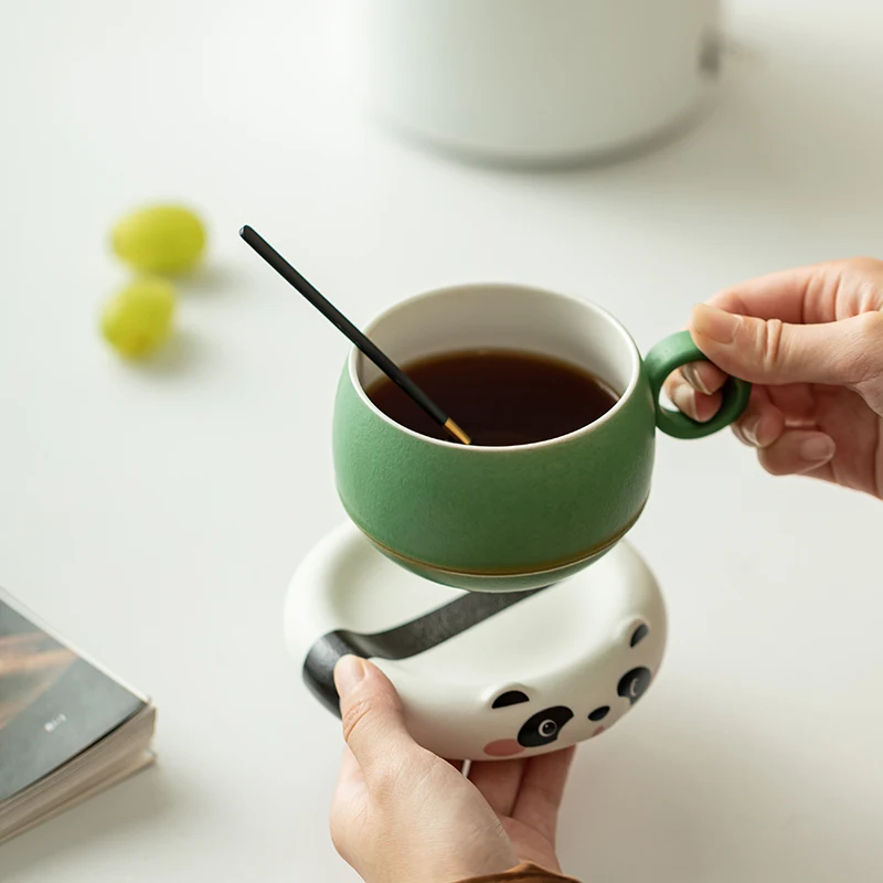 Cute Panda Kung Fu Tea Cup Set Traditional Chinese Design Ceramic Office and Home Coffee Drink Cup