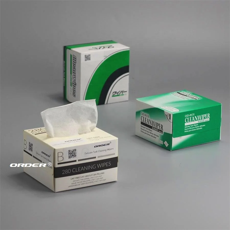 Highly absorbent 100% woodpulp 280 wipes per box Individually sealed delicate task cleaning wipes