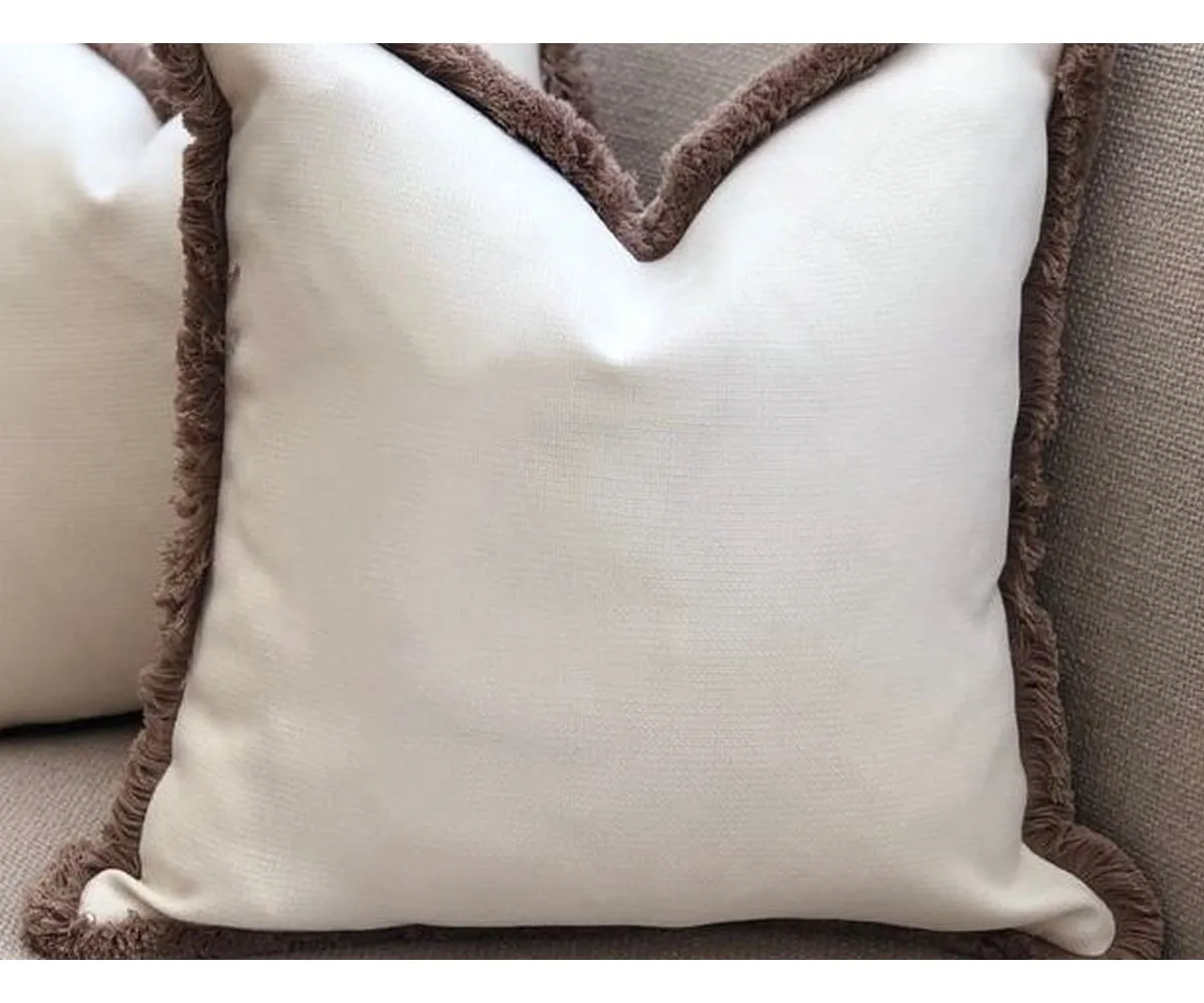 Home Decorated fringed cream ivory beige brown throw pillows luxury costal new house