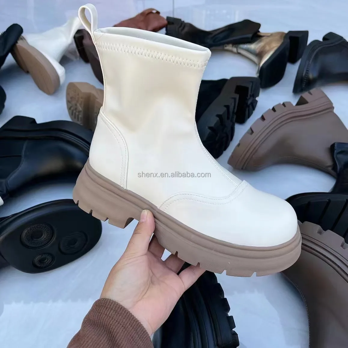 Back Zipper Thick Bottom Boots For Women 2023 Fall/winter Slim Knight Boots Thick Heel Chelsea Short Boots