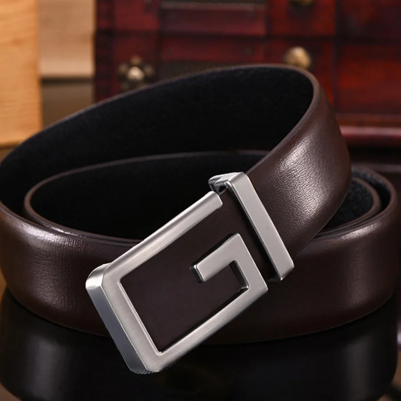 Western belt 3.5cm width high quality G letter screw removable beaded western buckle Italian 100% genuine leather belt