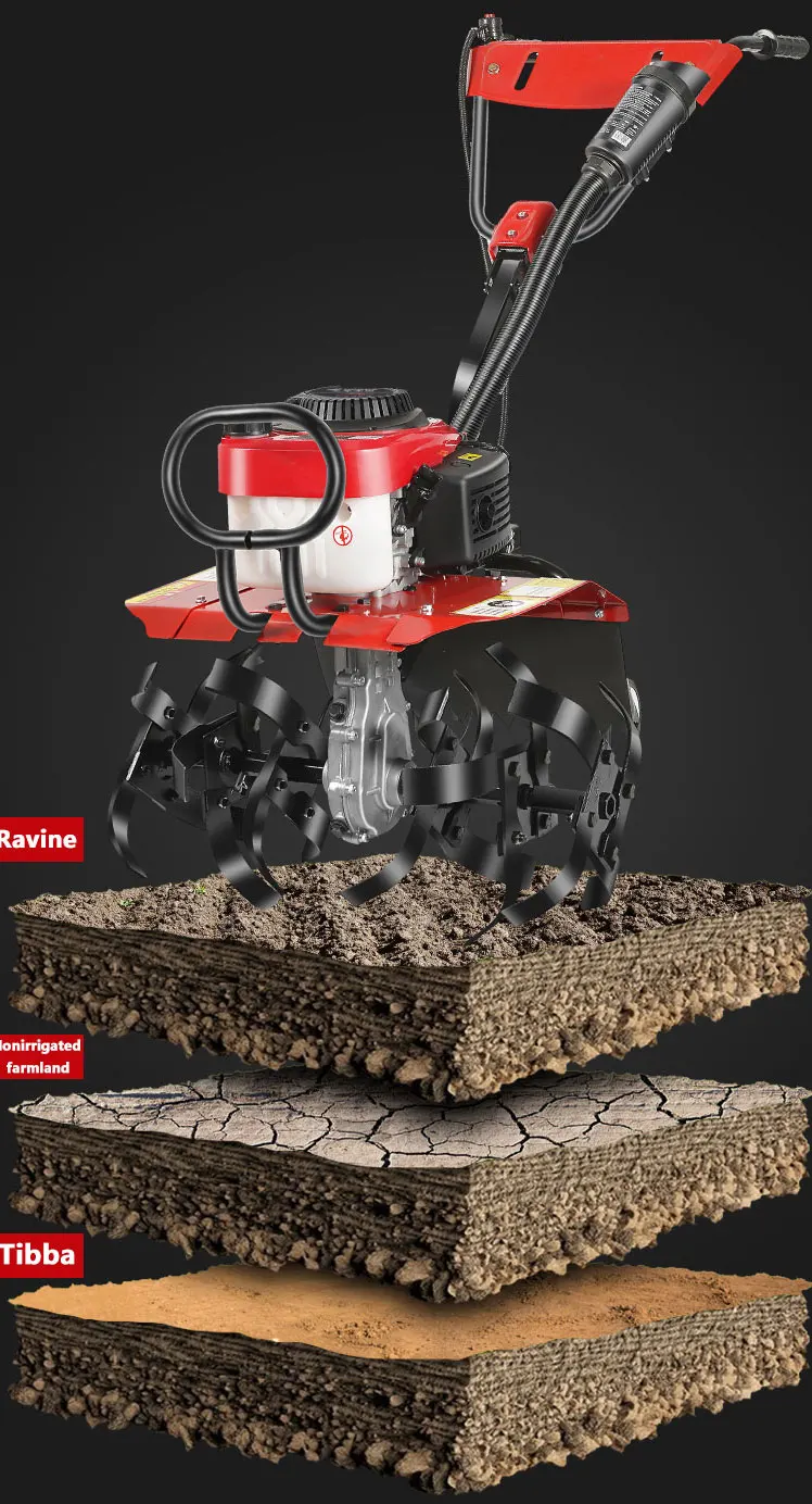 Small multi-functional micro-cultivator gasoline soil opening ditch plow opening soil opening machine multi-purpose