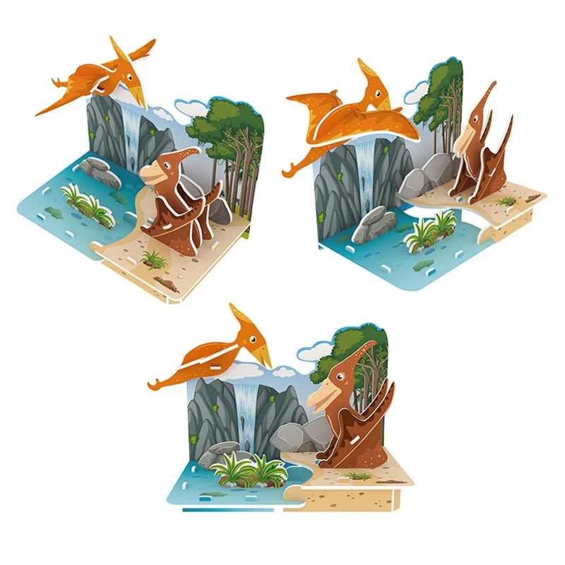 New Hot Items 4 in 1 Assembly Jurassic dinosaurs World with jungle scene 3D foam Puzzles Kids Education Game puzzles