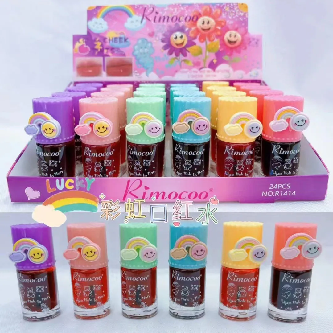 Hot selling girls cute cartoon liquid lip gloss lipstick water lip oil stain shinny lipstick