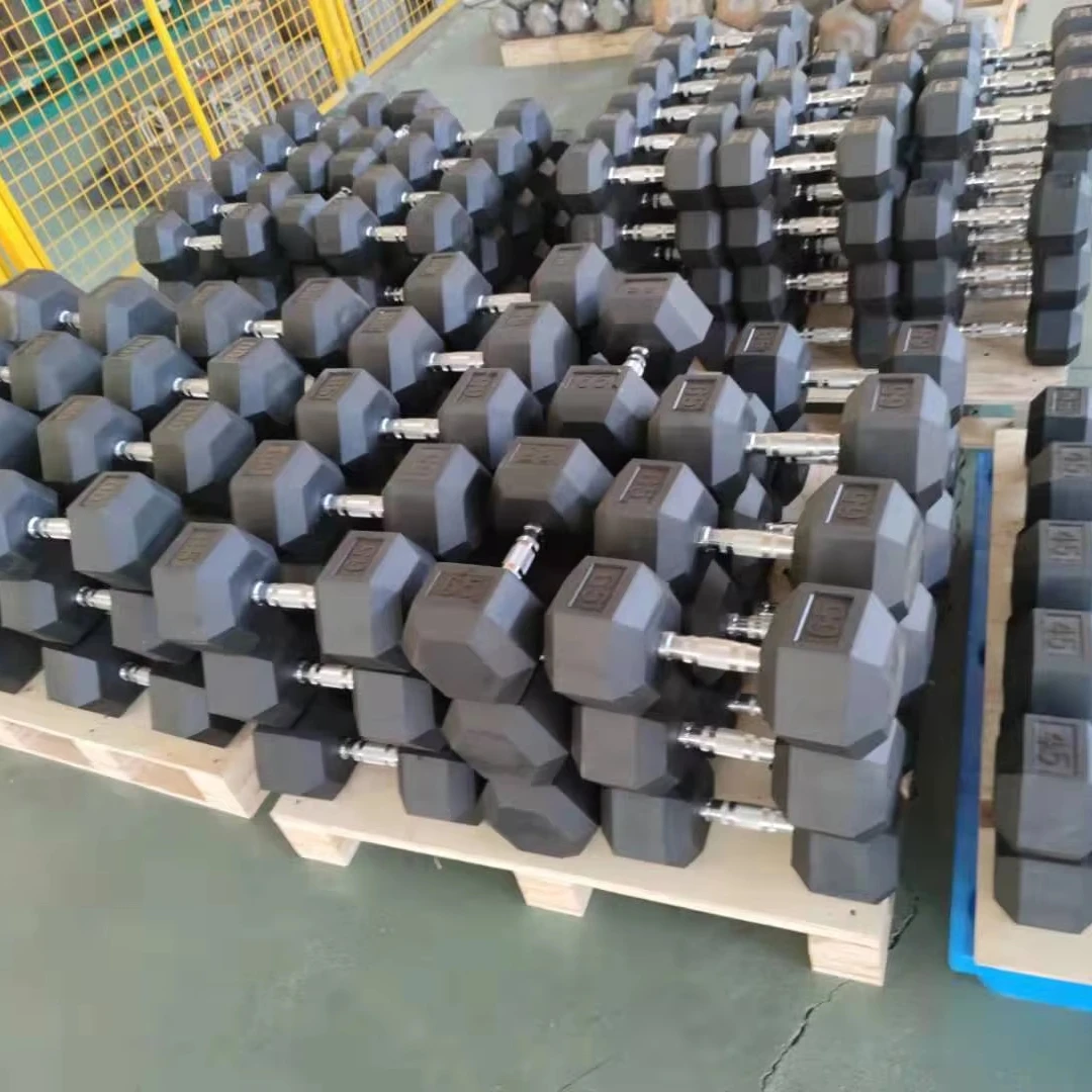 Wholesale Gym and Home Use Rubber Hex Dumbbells