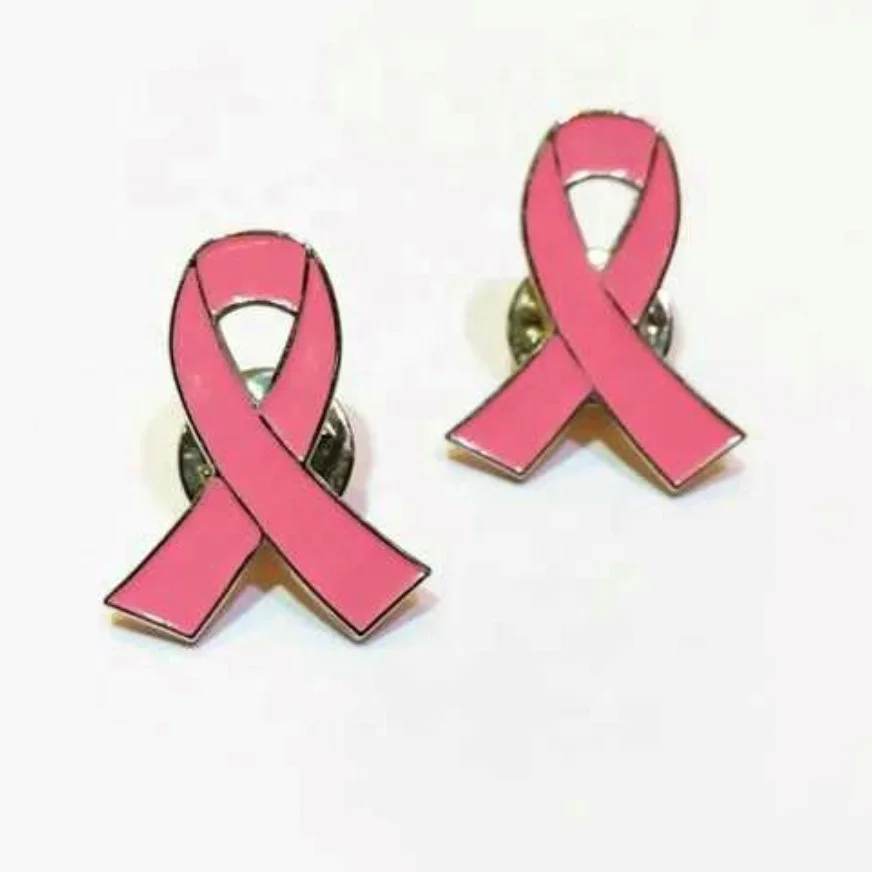 Wholesale Cheap in Stock Breast Cancer Awareness Ribbon Metal Lapel