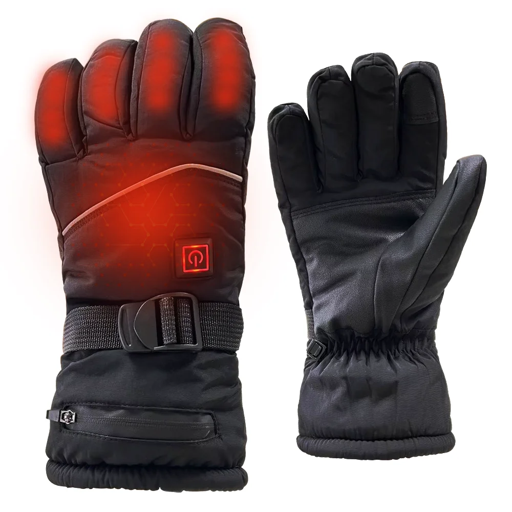 Winter Thermal Sports Breathable Thin Electric Battery Heating Full Fingers Waterproof Motorbike Cycling Bicycle Riding Gloves