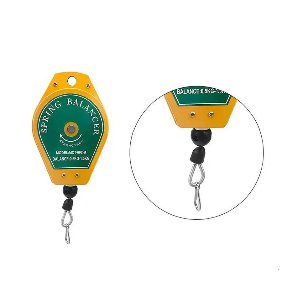 Spring Balancer 0.5-1.5 Kg Load Bearing Retractable Spring Balancer Tool Fixture Holder Hanging with Fittings Accessory Yellow