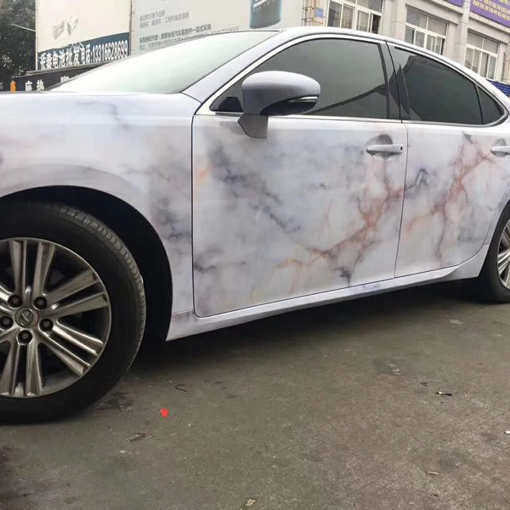 WRAPMASTER Auto protection 1.52*30m/roll  glossy marble design Vinyl wrap PVC  Full Car Body Sticker