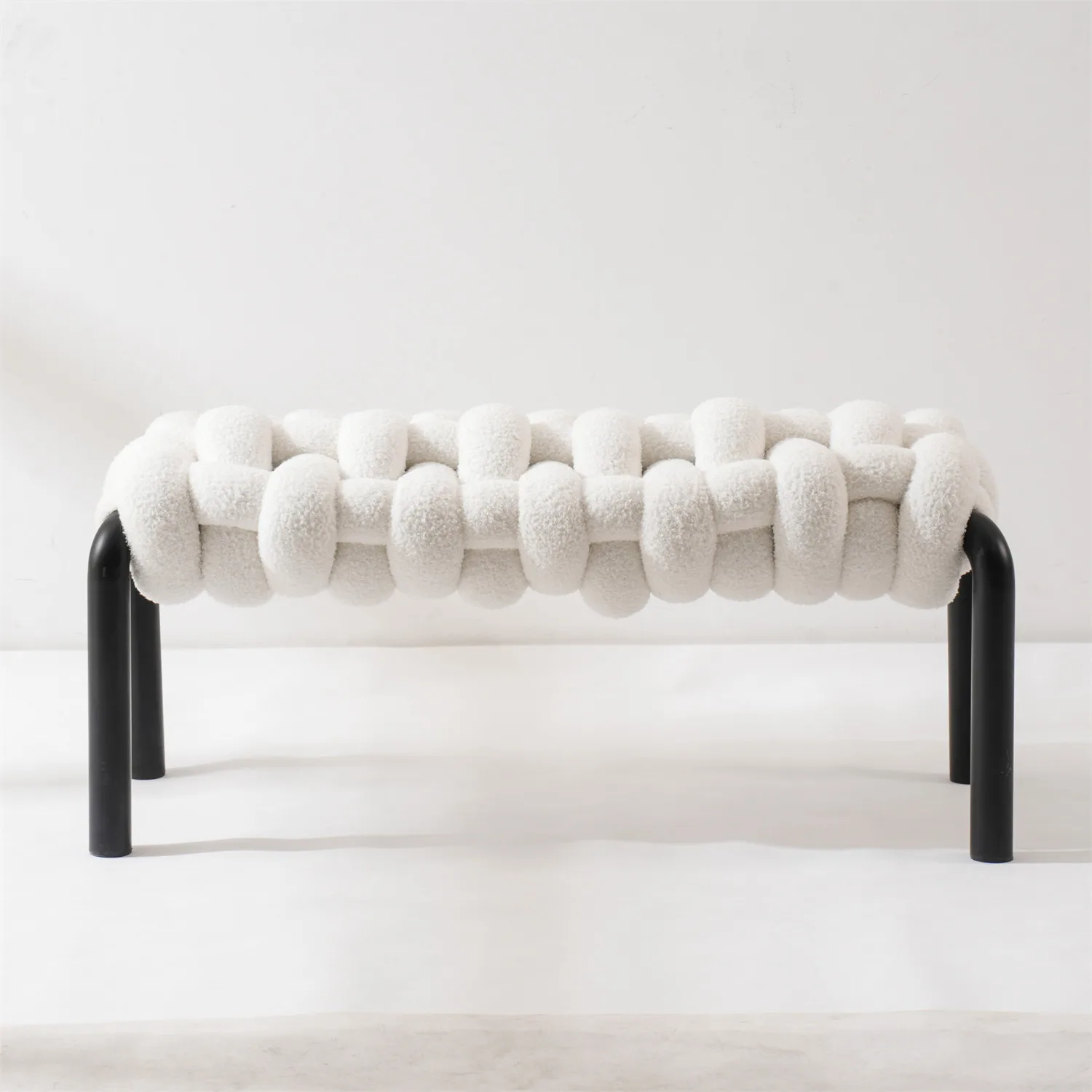 China Manufacturer Factory Furniture Designer Nordic Minimalism White Fabric Lamb Boucle Bench Living Room Two Seater Sofa