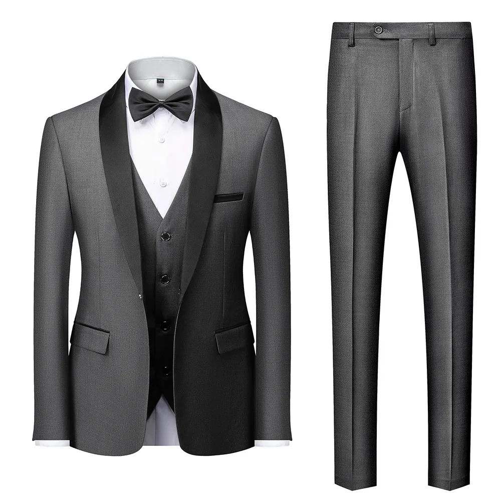 Manufacturer made top quality groom best man suit tuxedo three piece prom cocktail party men suit in stock