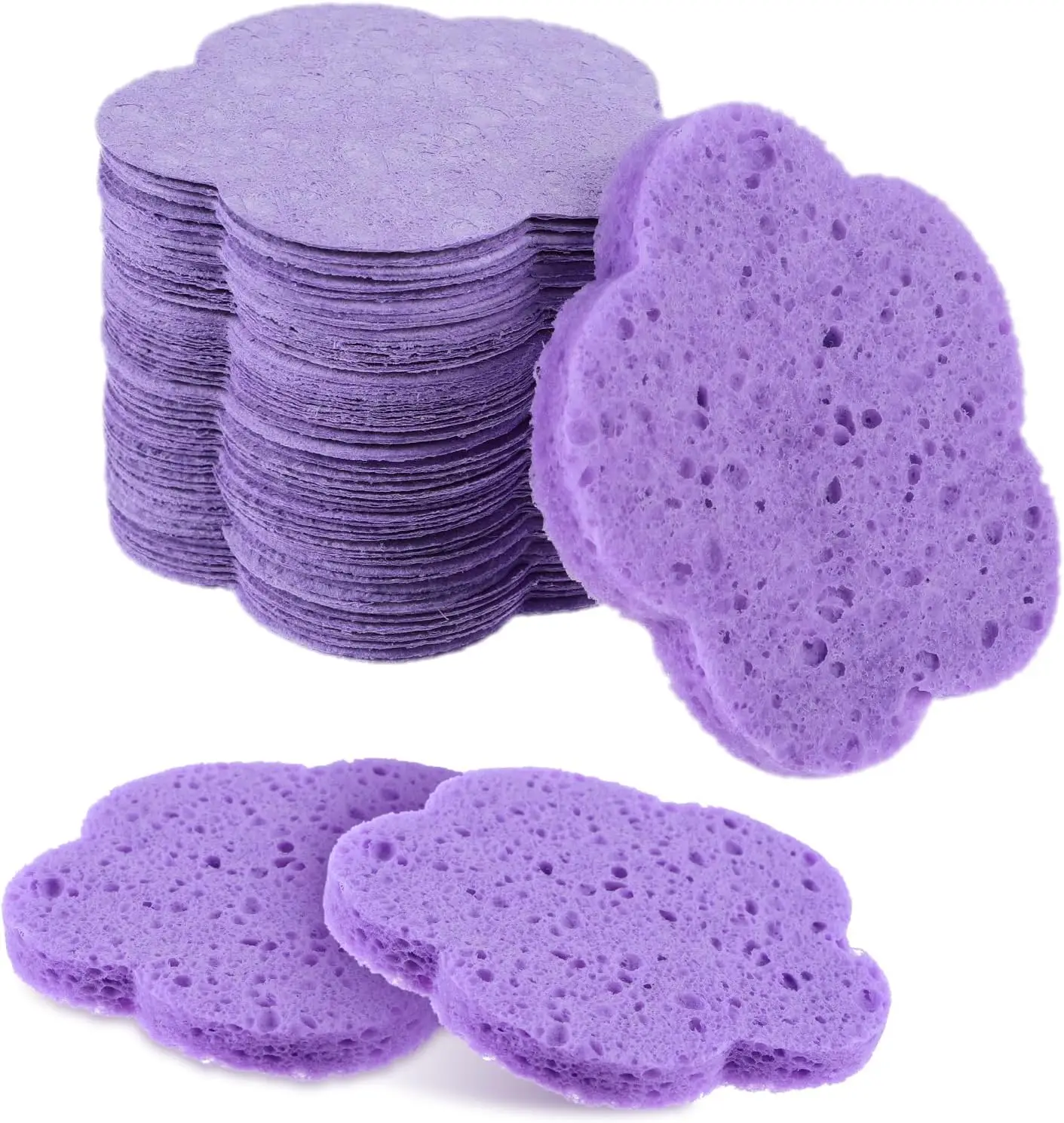 Flower Shape Compressed Facial Sponge Cleaning Expanding Sponge Cellulose Compressed Manufacturing Face Sponges For Cleansing