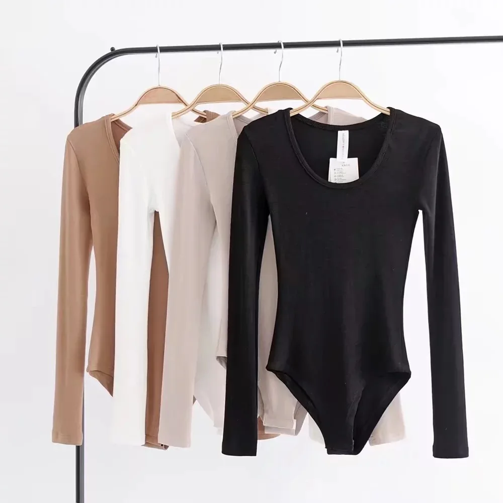 2021 male to female ladies spandex lingerie womens nude long sleeve t shirt tops ribbed shapewear push up bodysuits for women