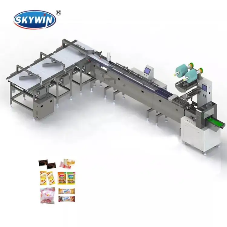 Full Automatic Factory Price Chocolate Bar Biscuit Cake Cookie  Packing Machine Food Wrapping Line For Biscuit Plant